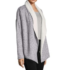 Gaiam gray Sherpa lined oversized yoga wrap cardigan with pockets